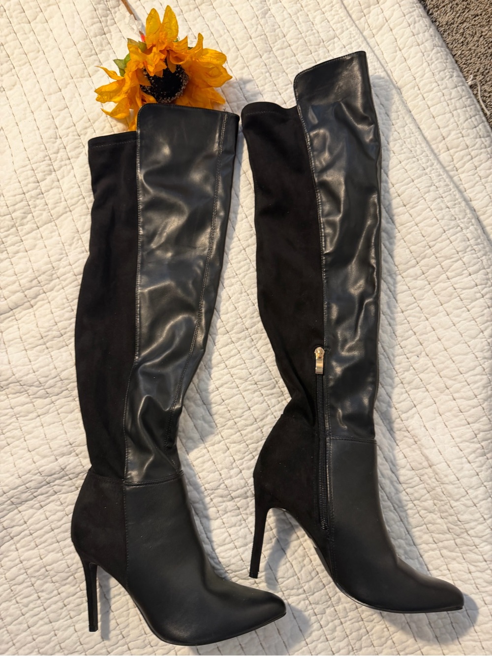 Black Over-the-Knee Stiletto Boots - Classic Women's High Heel